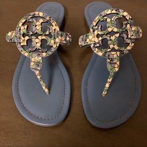 NEW! Tory Burch Miller FlipFlop Blue Terrace Ditsy